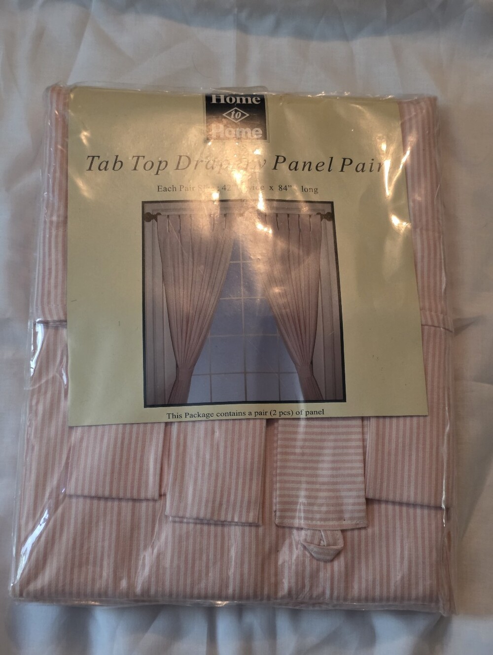 TAB TOP DRAPERY PANEL PAIN PINK STRIPED CURTAINS NEW